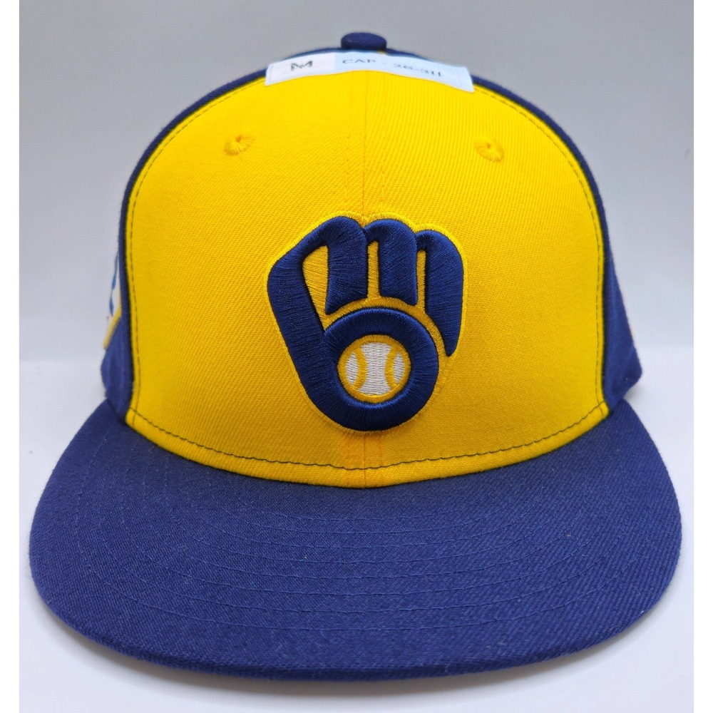 New Era 59FIFTY Milwaukee Brewers Jackie Robinson 42 Fitted 6 7/8 Yellow Blue